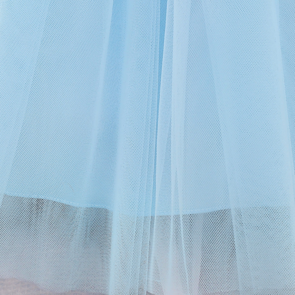 Girls Blue Round neck Sleeveless Fit & Flare Maxi Dress