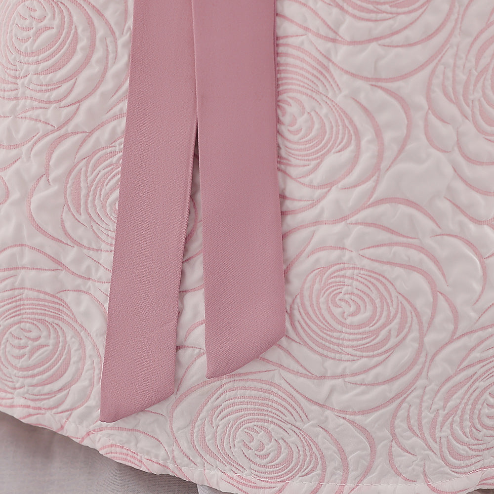 Girls Pink Self Design Flared Sleeve A-Line Maxi Dress
