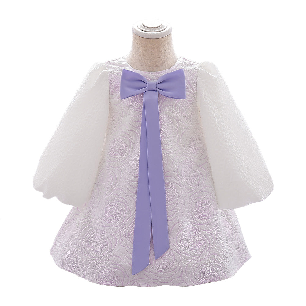 Girls Purple Floral A-Line Party Dress