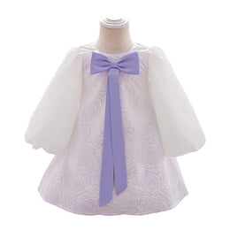 Girls Purple Floral A-Line Party Dress