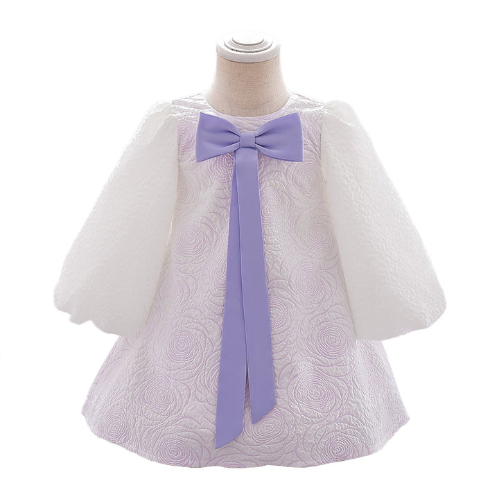 Girls Purple Floral A-Line Party Dress