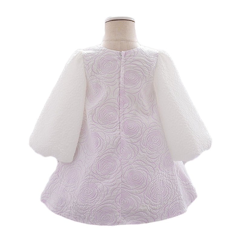 Girls Purple Floral A-Line Party Dress