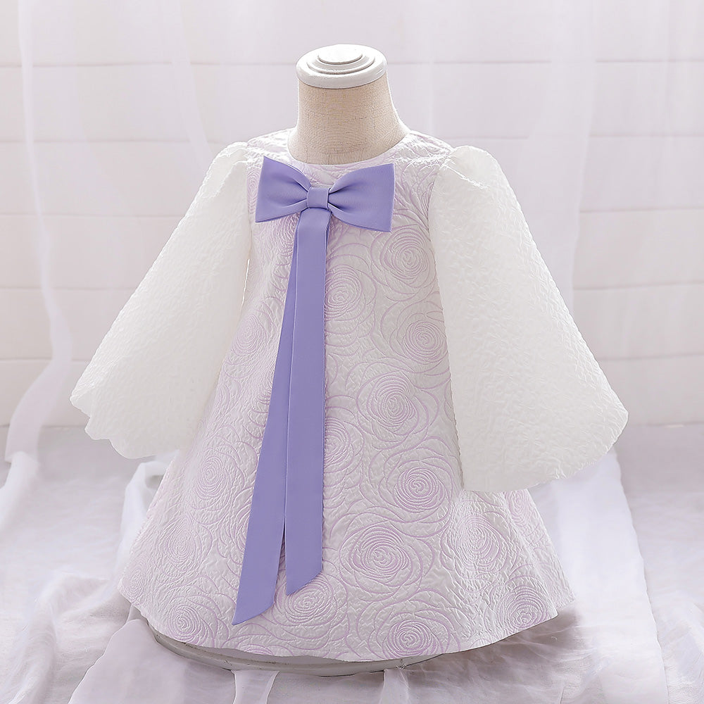 Girls Purple Floral A-Line Party Dress