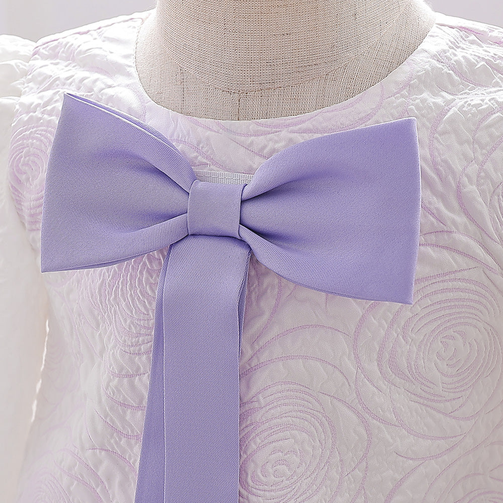 Girls Purple Floral A-Line Party Dress