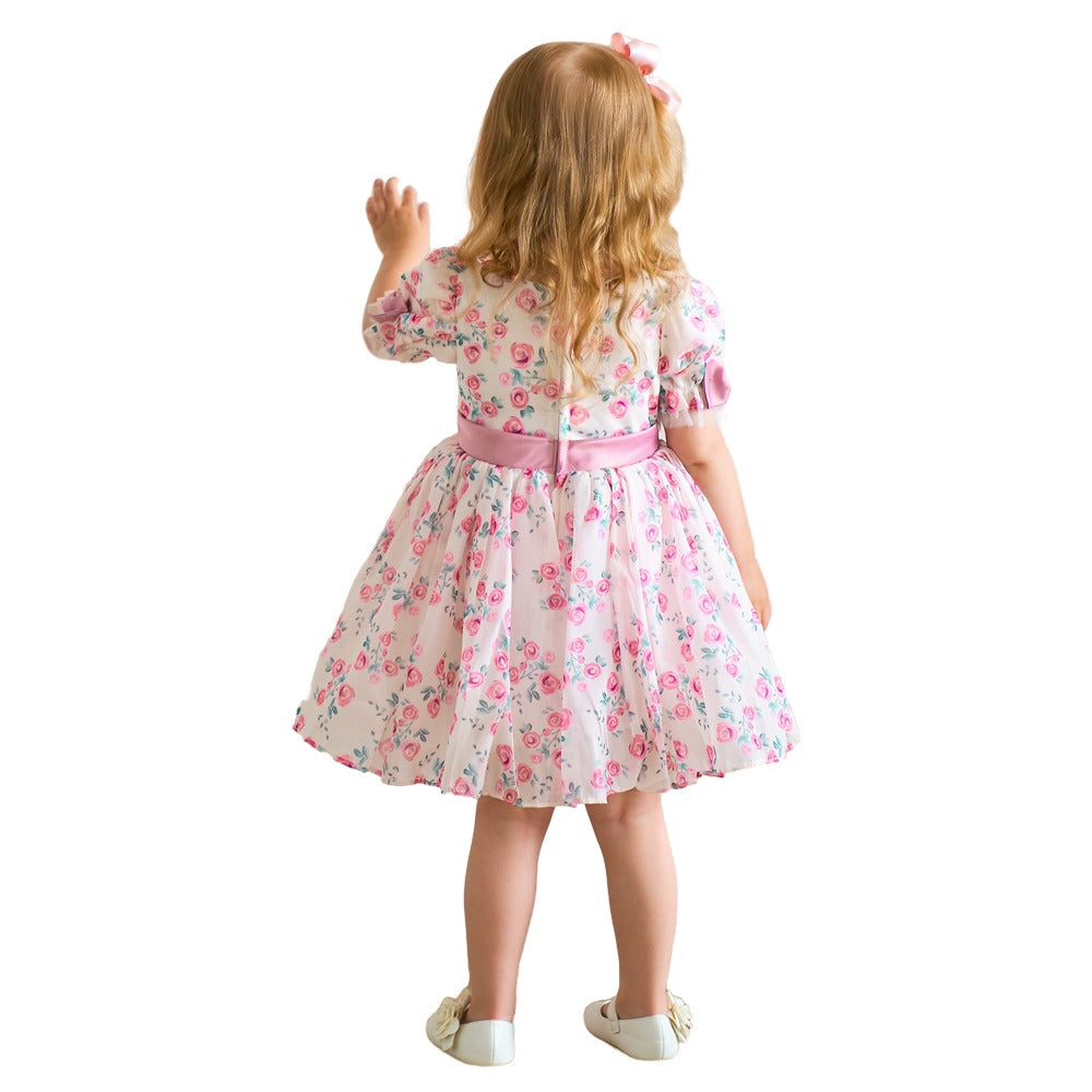 Girls Floral Print Fit & Flare Dress