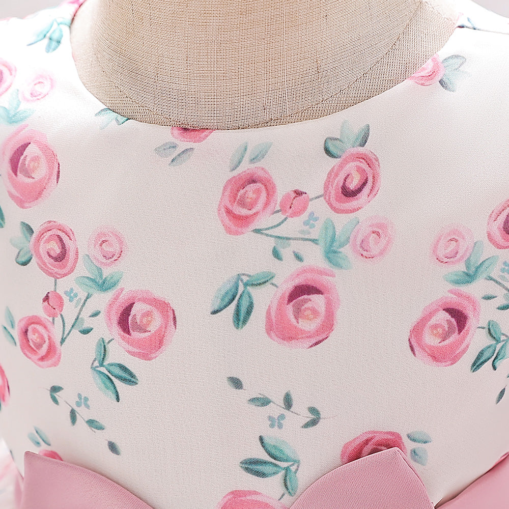 Girls Floral Print Fit & Flare Dress