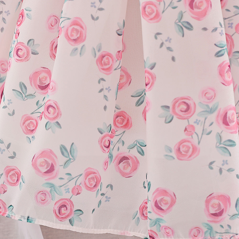 Girls Floral Print Fit & Flare Dress