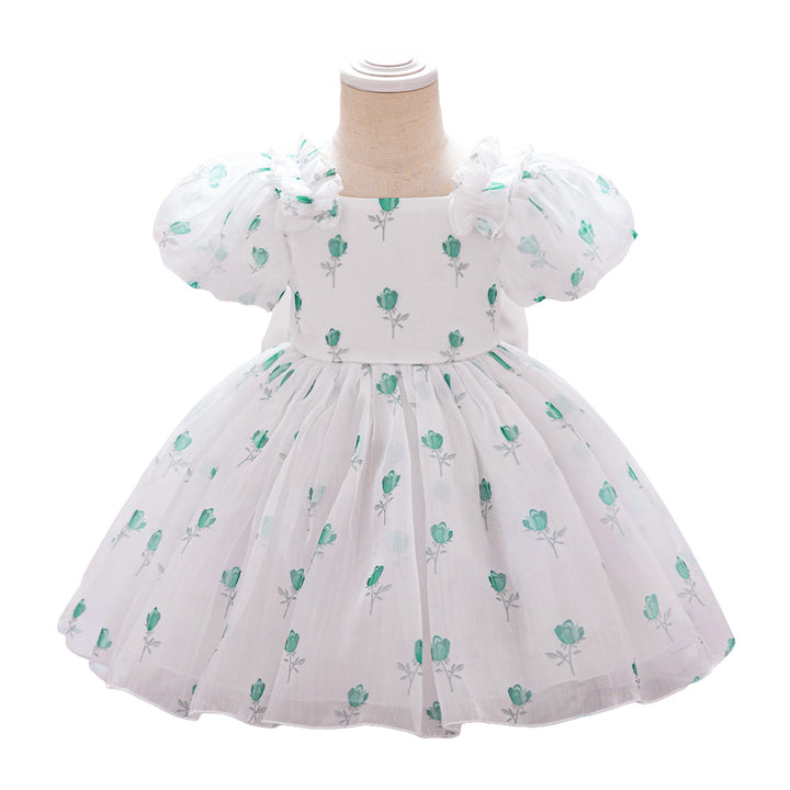 Floral Print Puff Sleeve Fit & Flare Dress