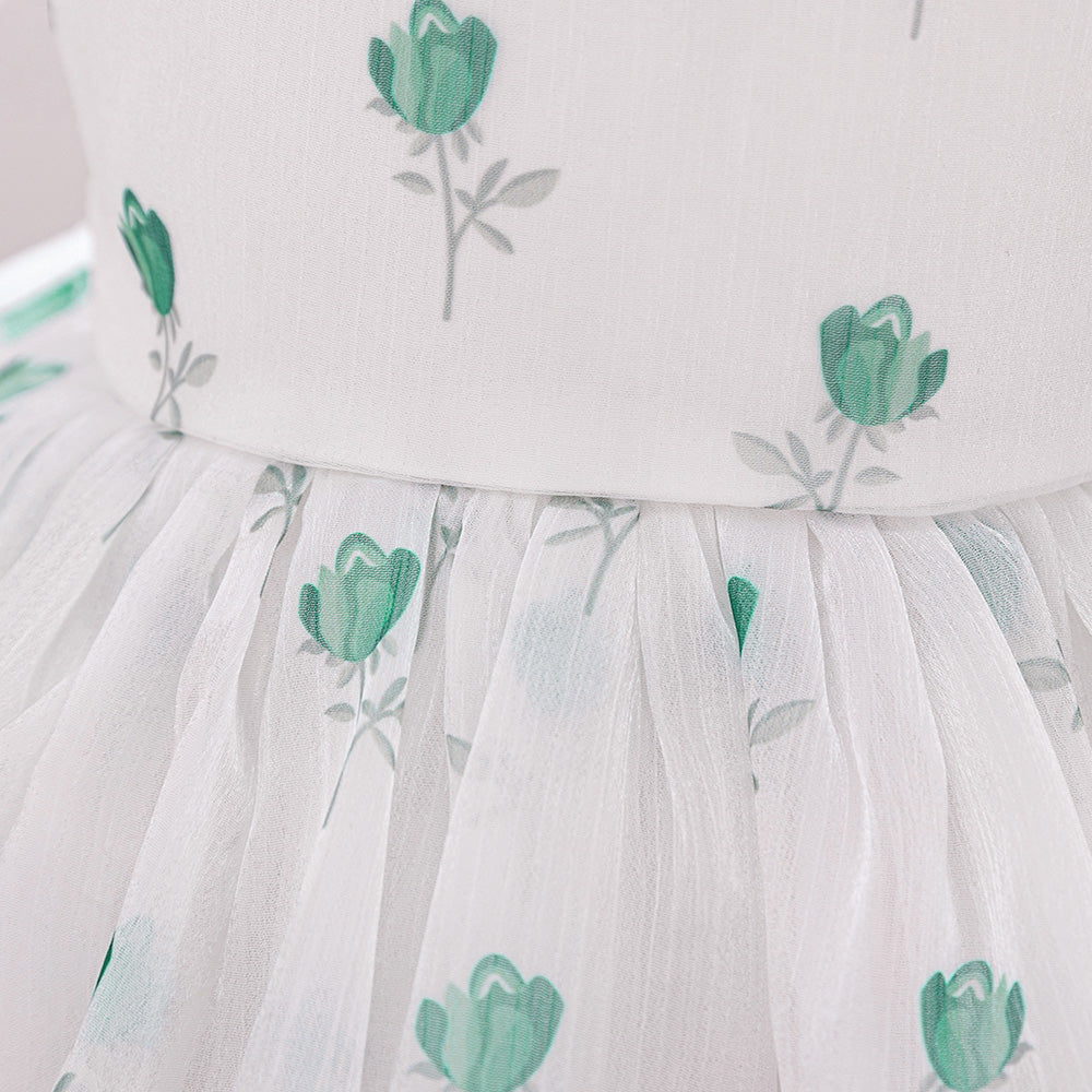 Floral Print Puff Sleeve Fit & Flare Dress