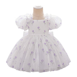 Floral Printed Square Neck Puff Sleeve Balloon Dress