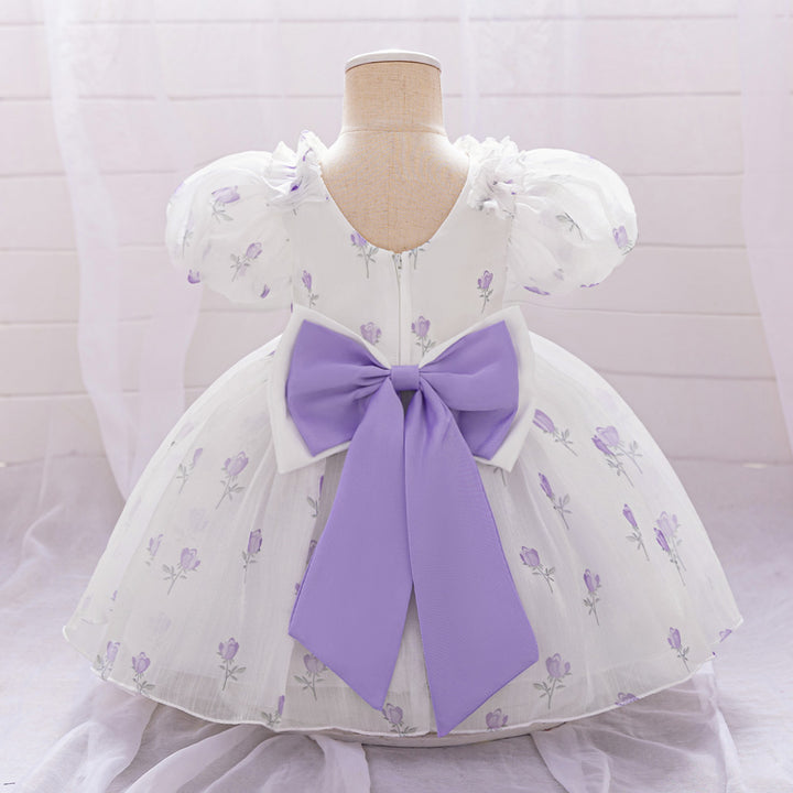 Floral Printed Square Neck Puff Sleeve Balloon Dress