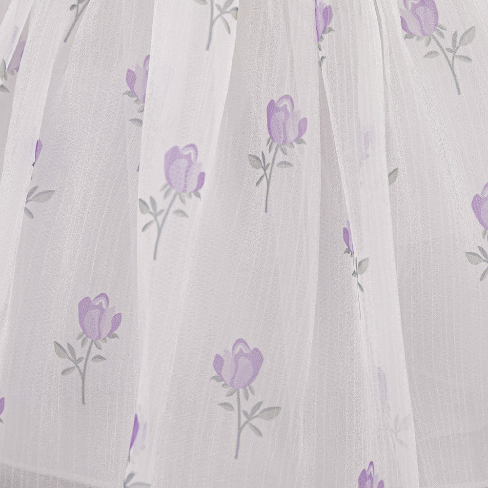 Floral Printed Square Neck Puff Sleeve Balloon Dress