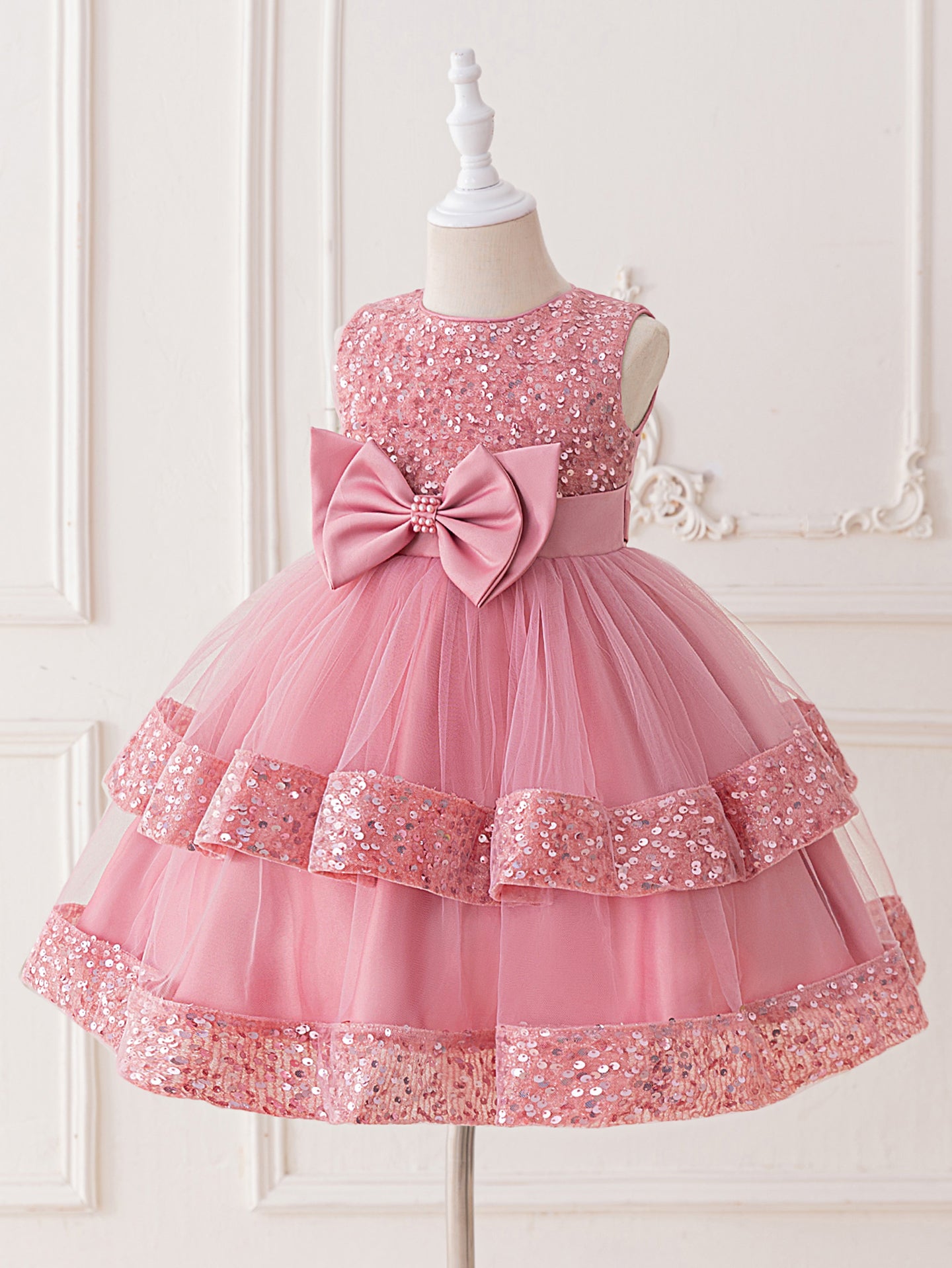 Girl Solid Net A-Line Dress