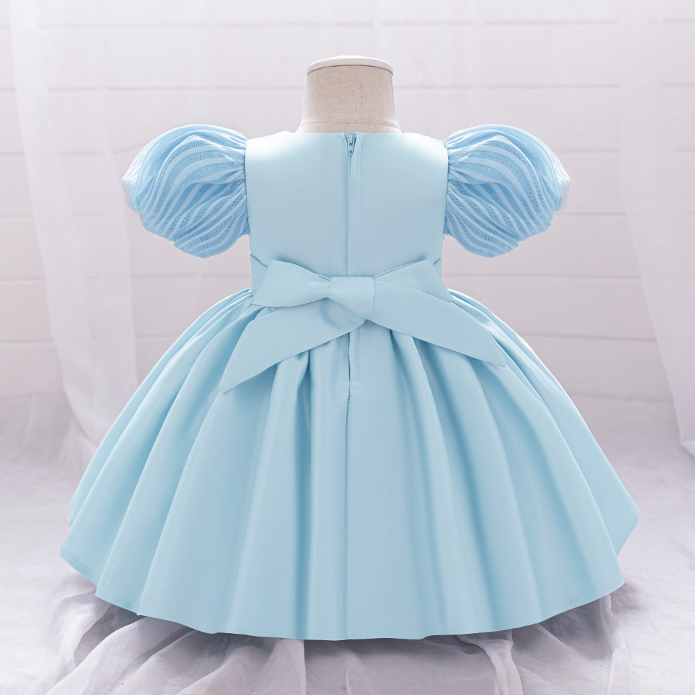 Girls Puff Sleeve Fit & Flare Dress
