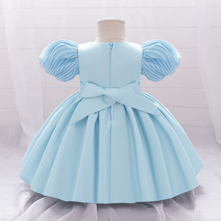 Girls Puff Sleeve Fit & Flare Dress
