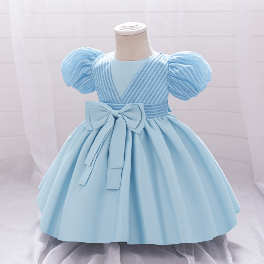 Girls Puff Sleeve Fit & Flare Dress