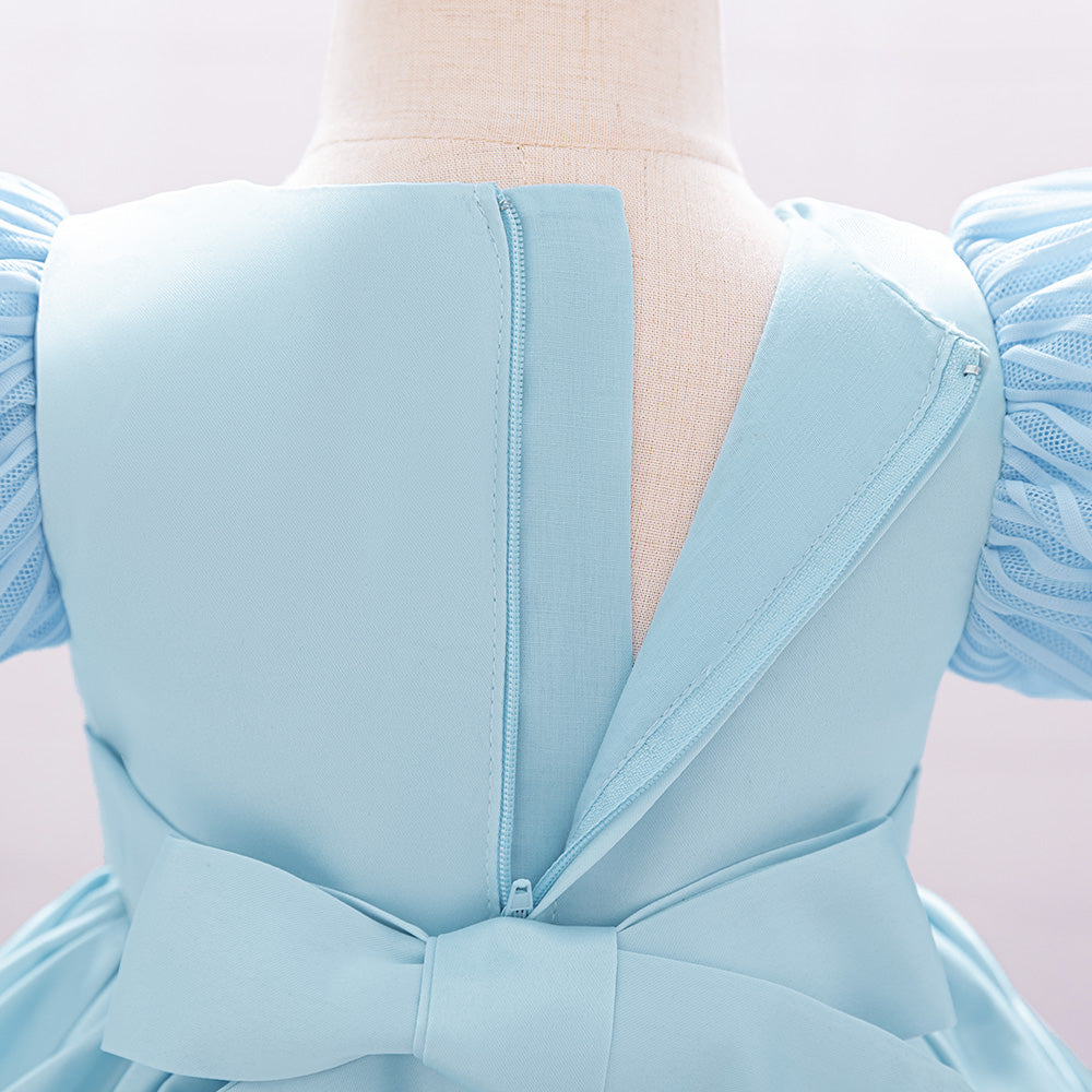 Girls Puff Sleeve Fit & Flare Dress