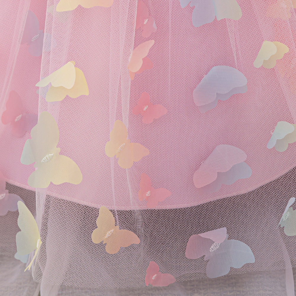 Flutter Sleeve Applique Balloon  Dress