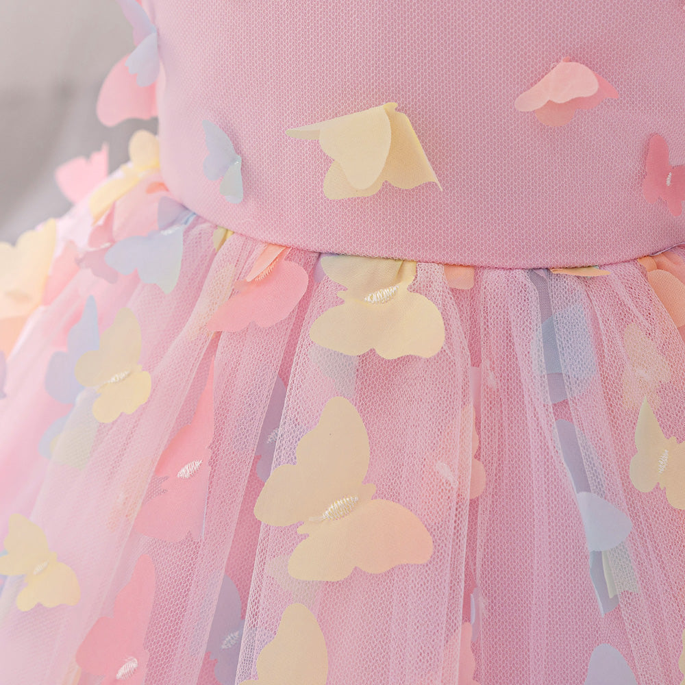 Flutter Sleeve Applique Balloon  Dress