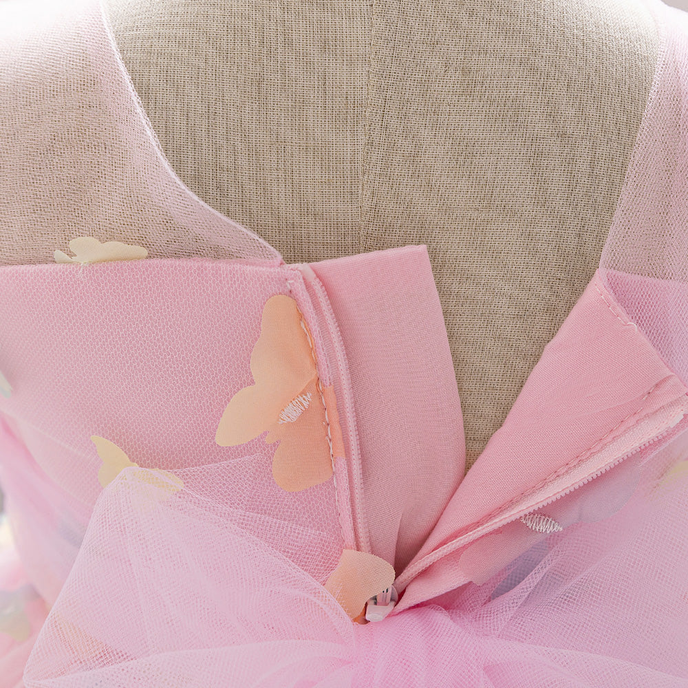 Flutter Sleeve Applique Balloon  Dress