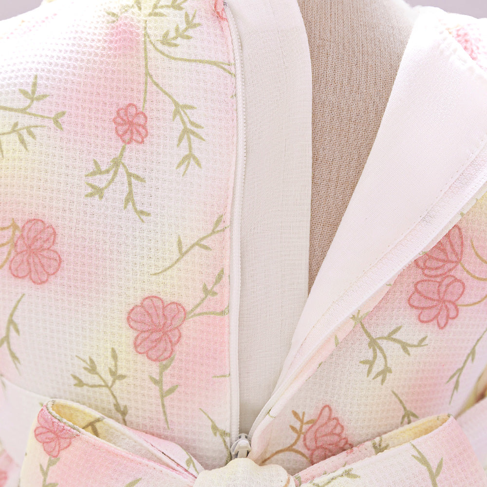 Floral Print Applique Balloon Dress