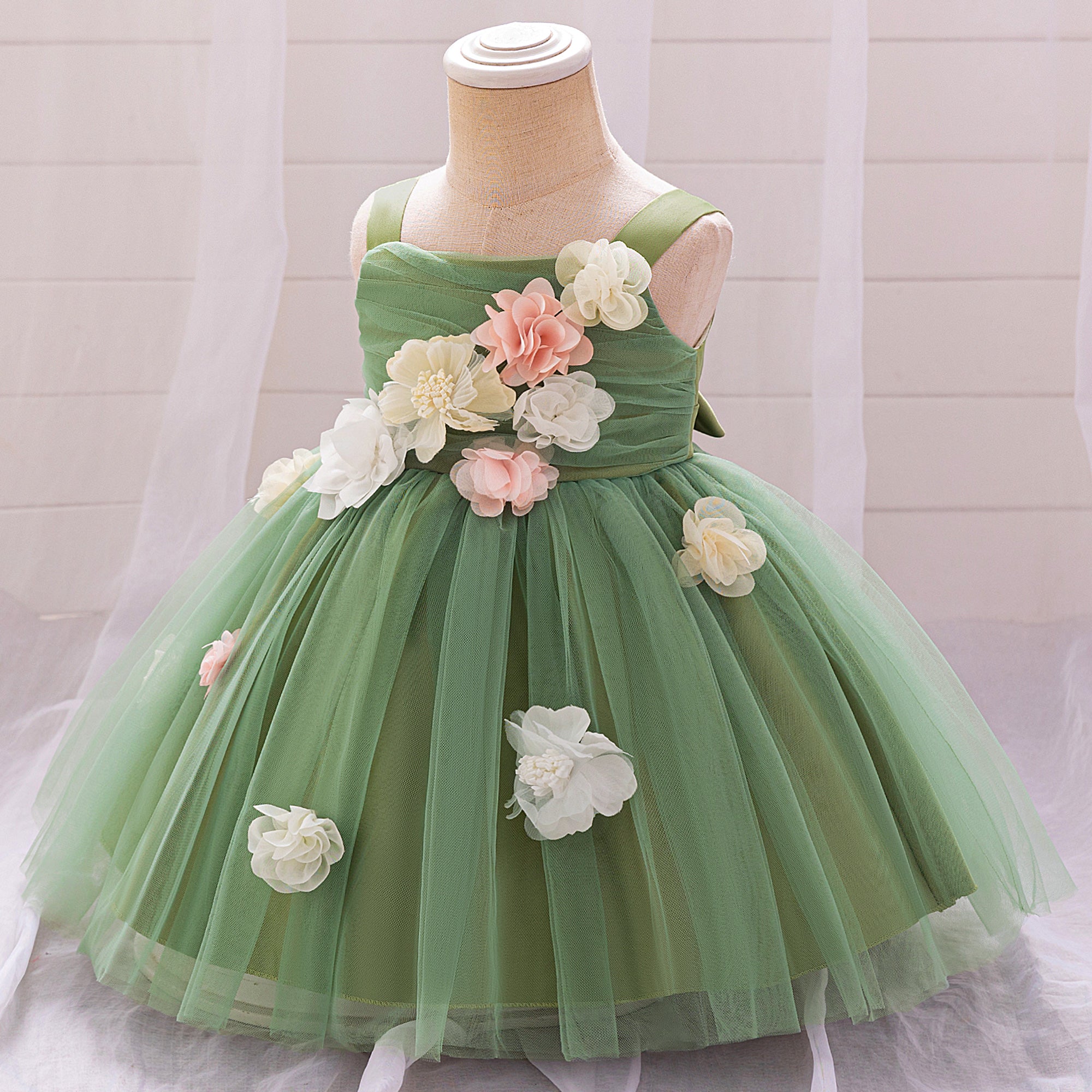 Girls Applique Balloon Dress