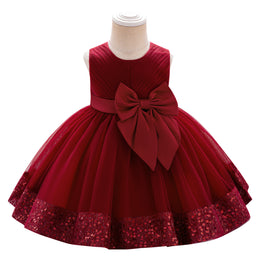 Girls Embellished Fit and Flare Dress With Bow
