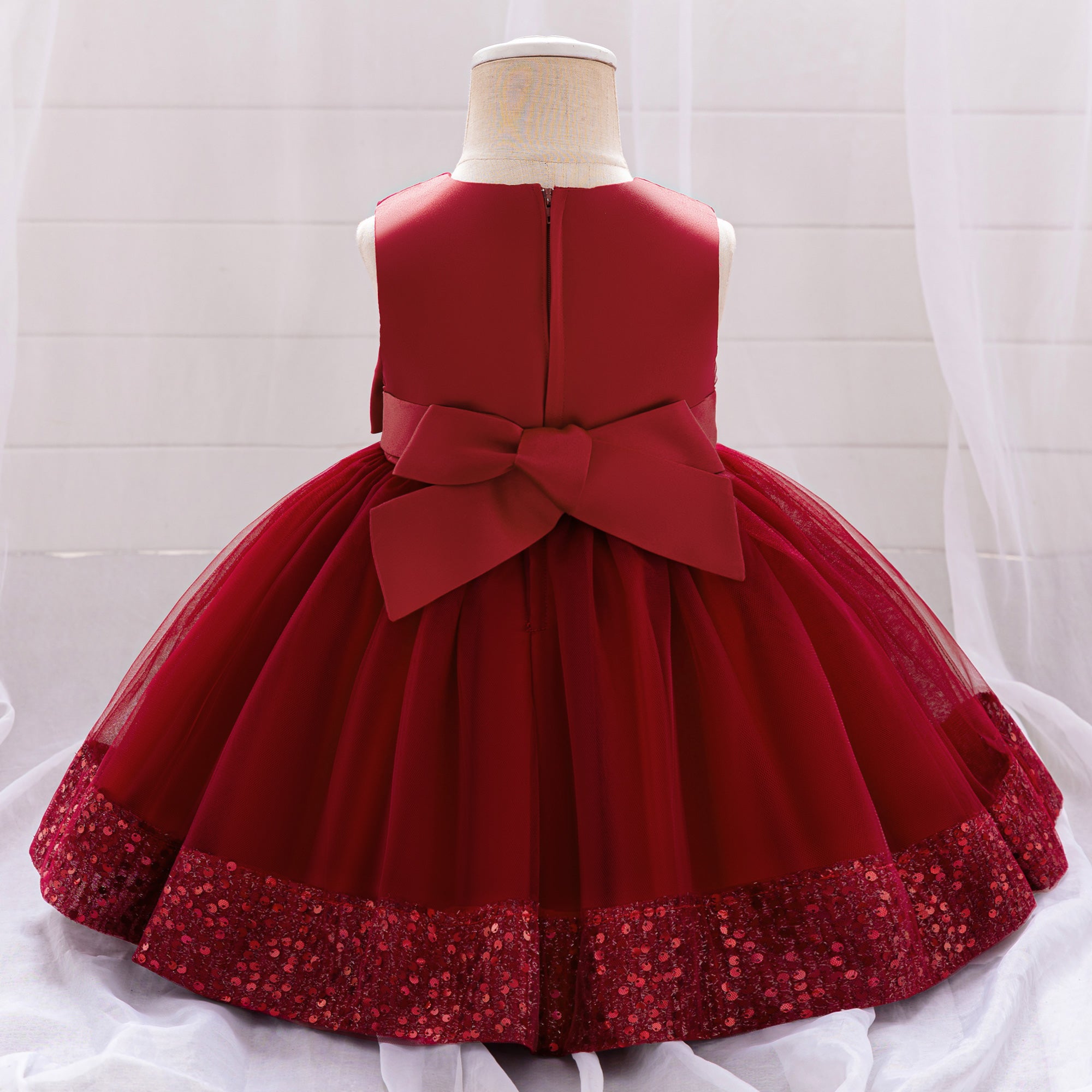 Girls Embellished Fit and Flare Dress With Bow