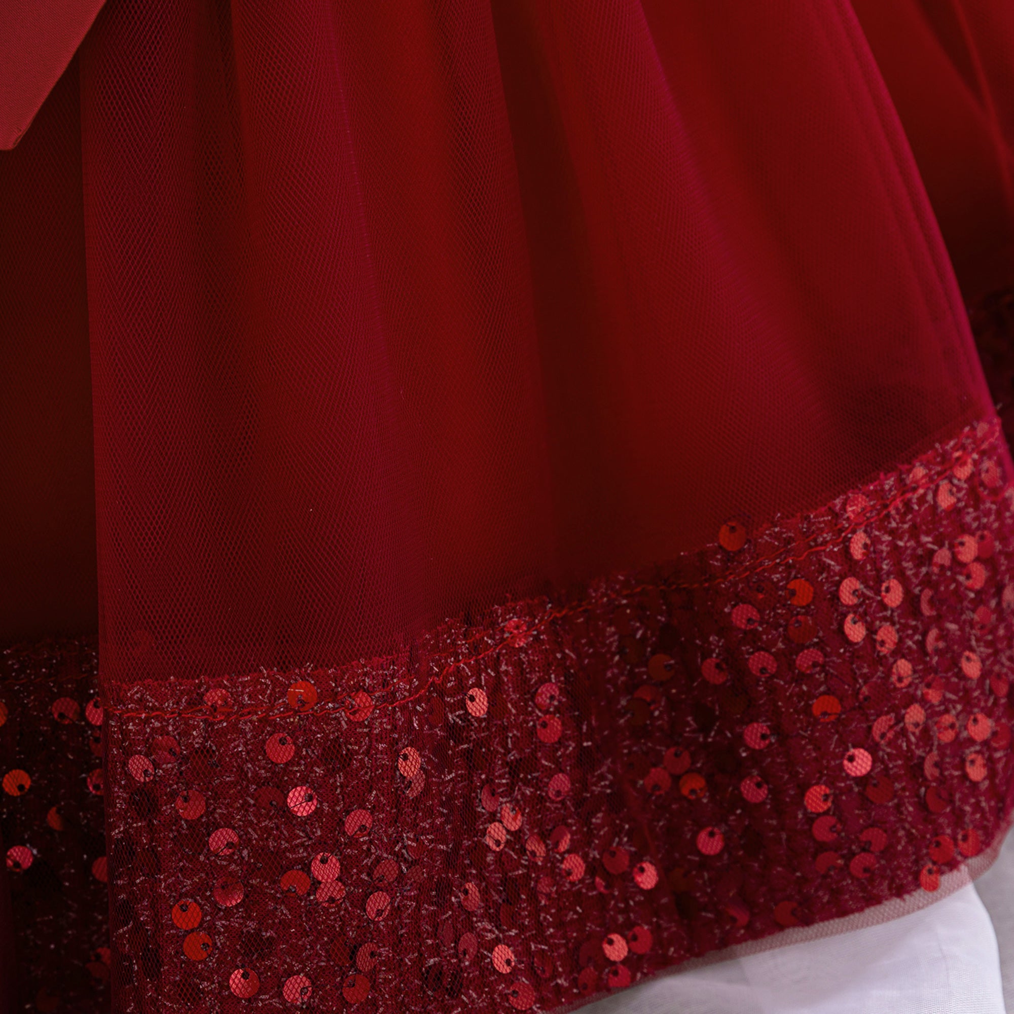 Girls Embellished Fit and Flare Dress With Bow
