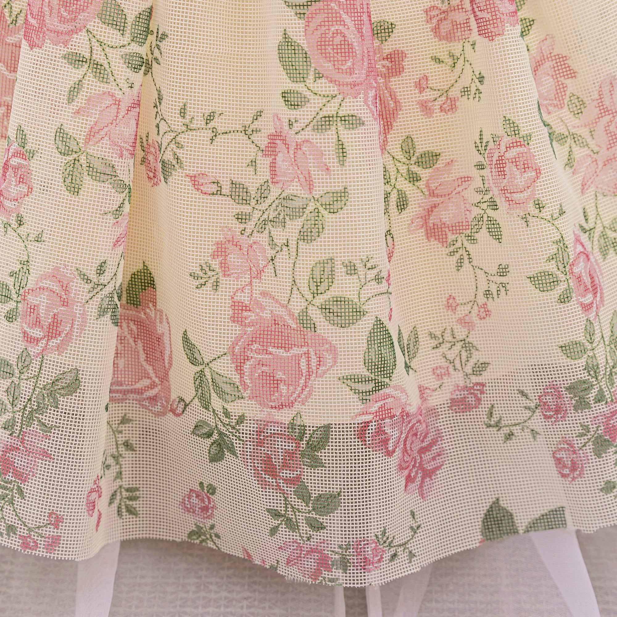 Girl Floral Print Puff Sleeve Chiffon A-Line Midi Dress