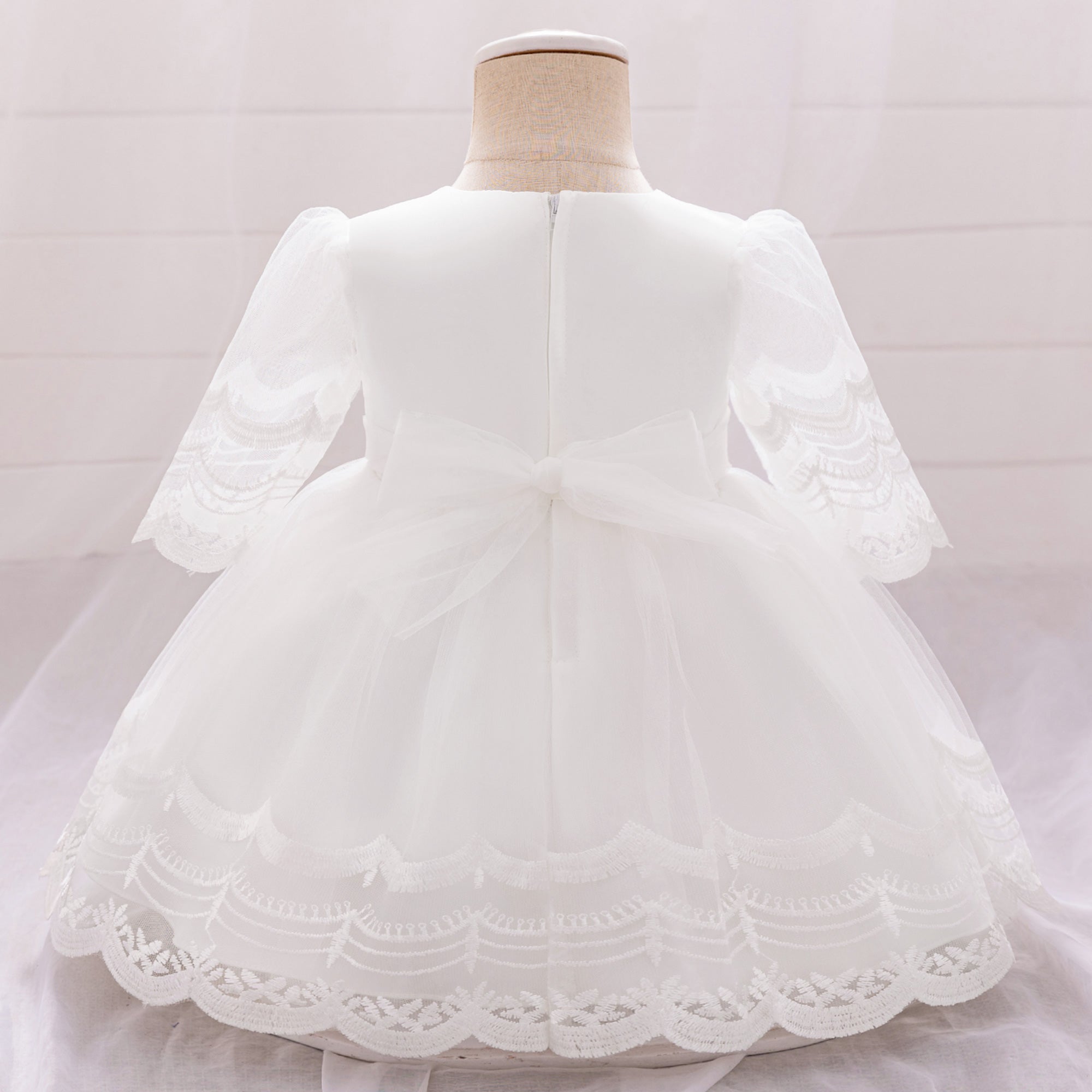 Girls Floral Embroidered Balloon Mini Dress