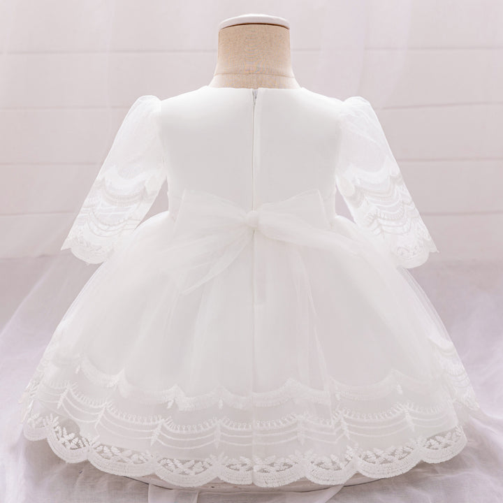 Girls Floral Embroidered Balloon Mini Dress