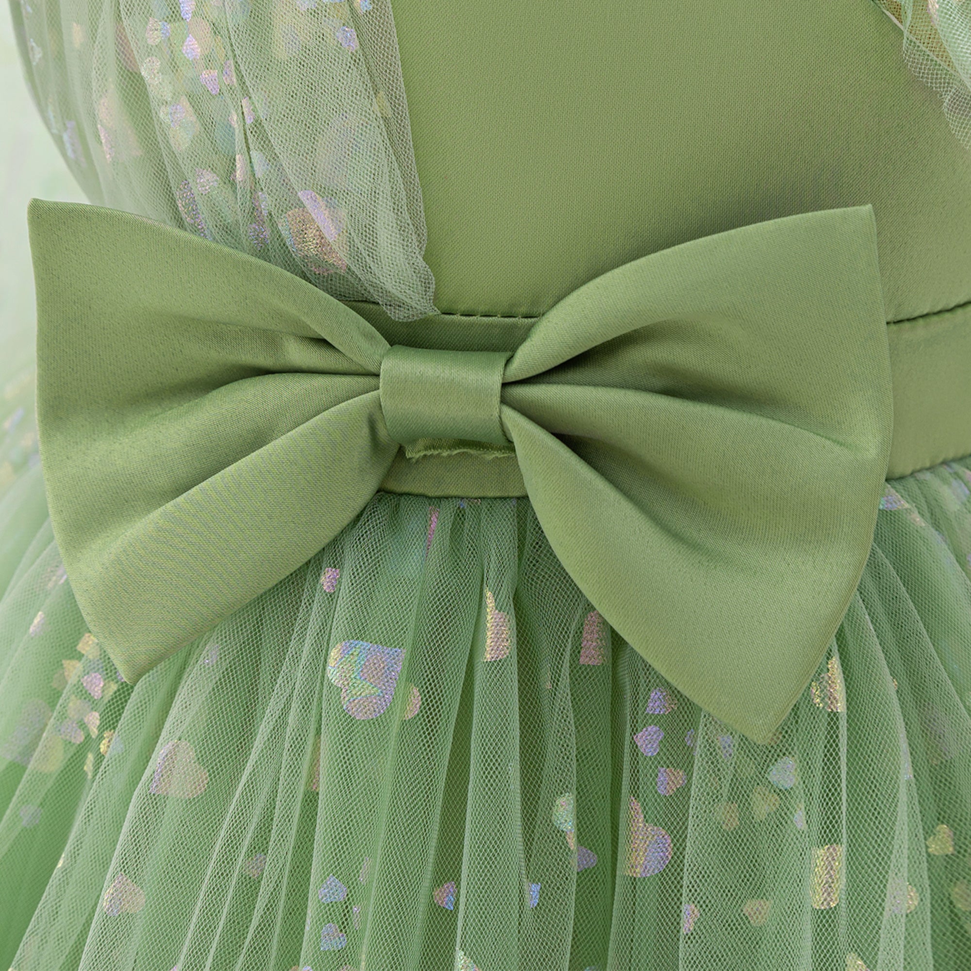 Girls Applique Flutter Sleeves Gown Dress