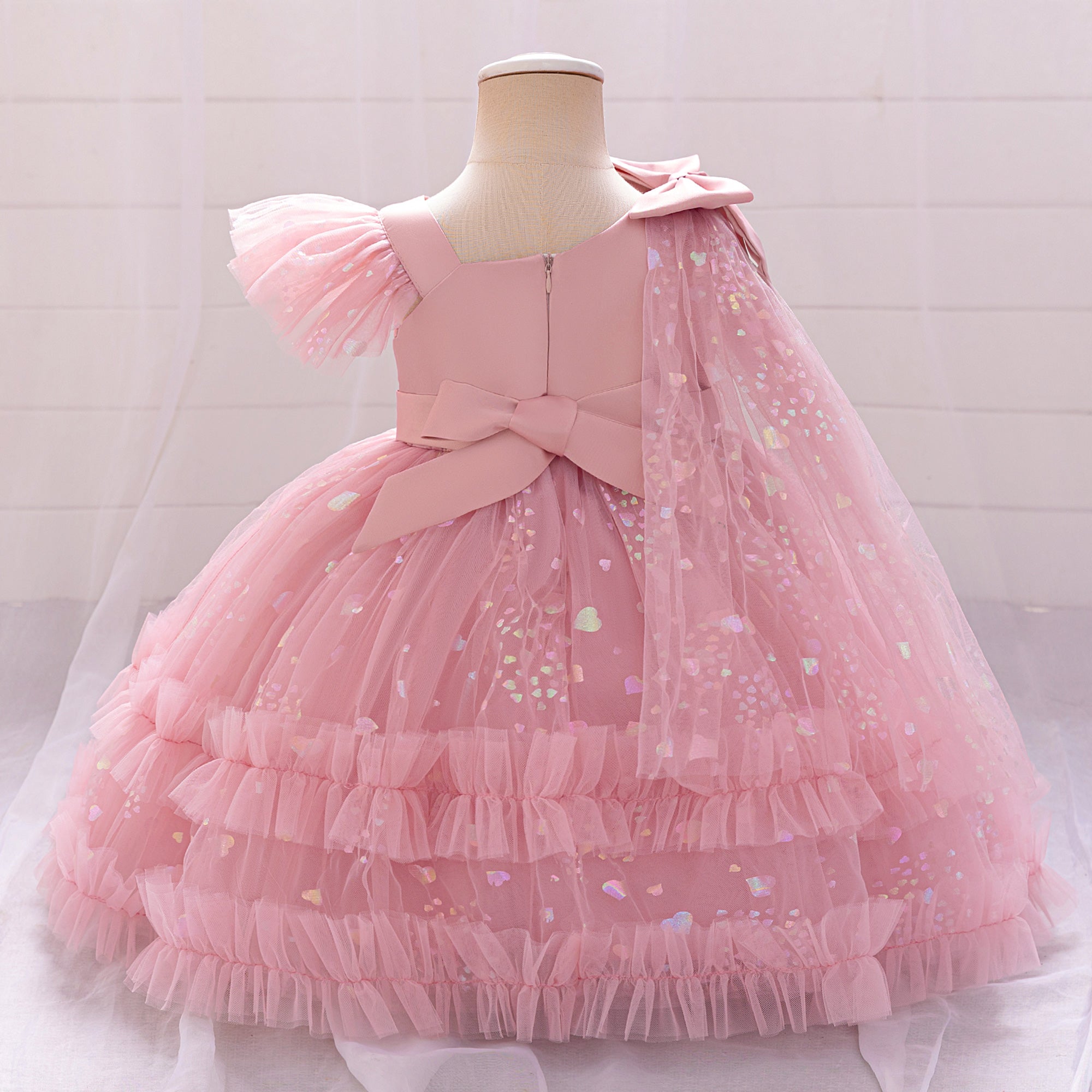 Girls Embellished Gown Above Knee Dress