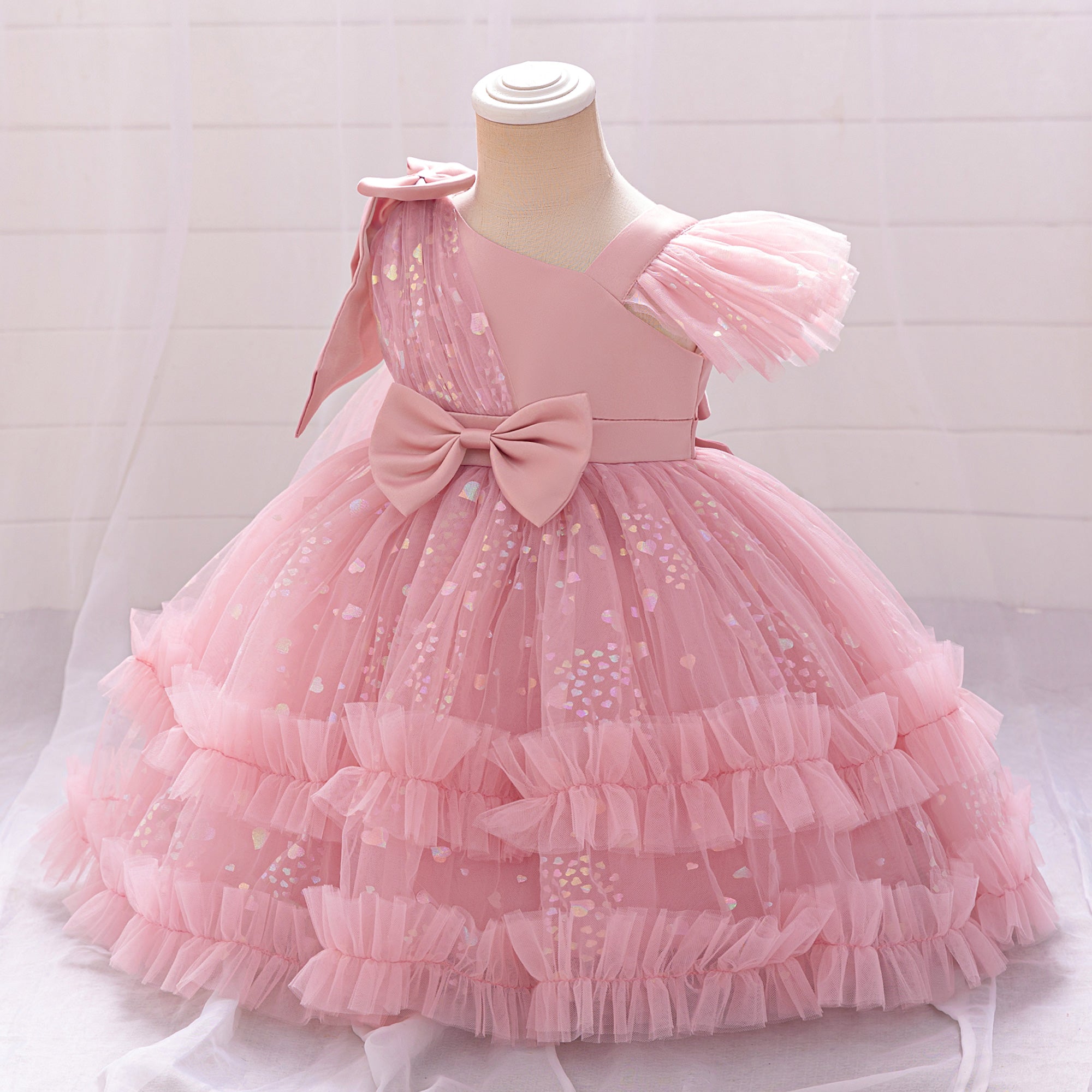 Girls Embellished Gown Above Knee Dress