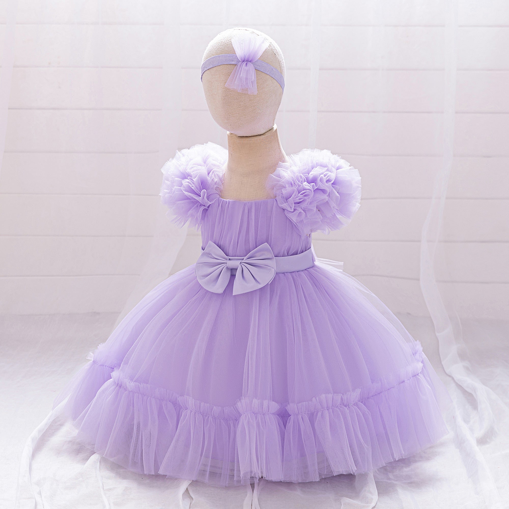 Girls  Net A-Line Midi Dress