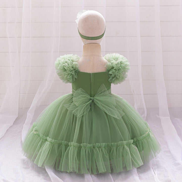 Girls Solid Bow Sleeveless A-Line Midi Dress