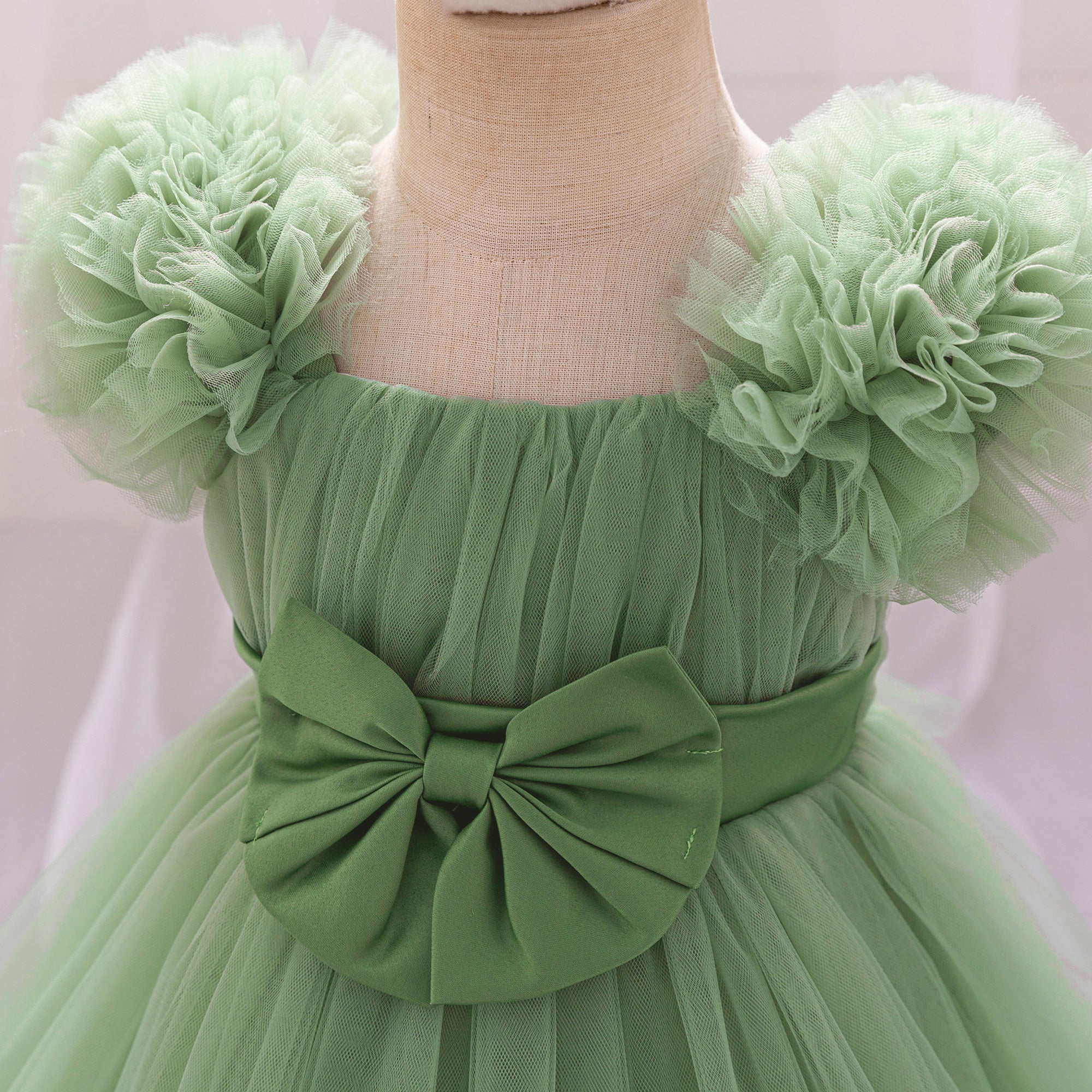 Girls Solid Bow Sleeveless A-Line Midi Dress