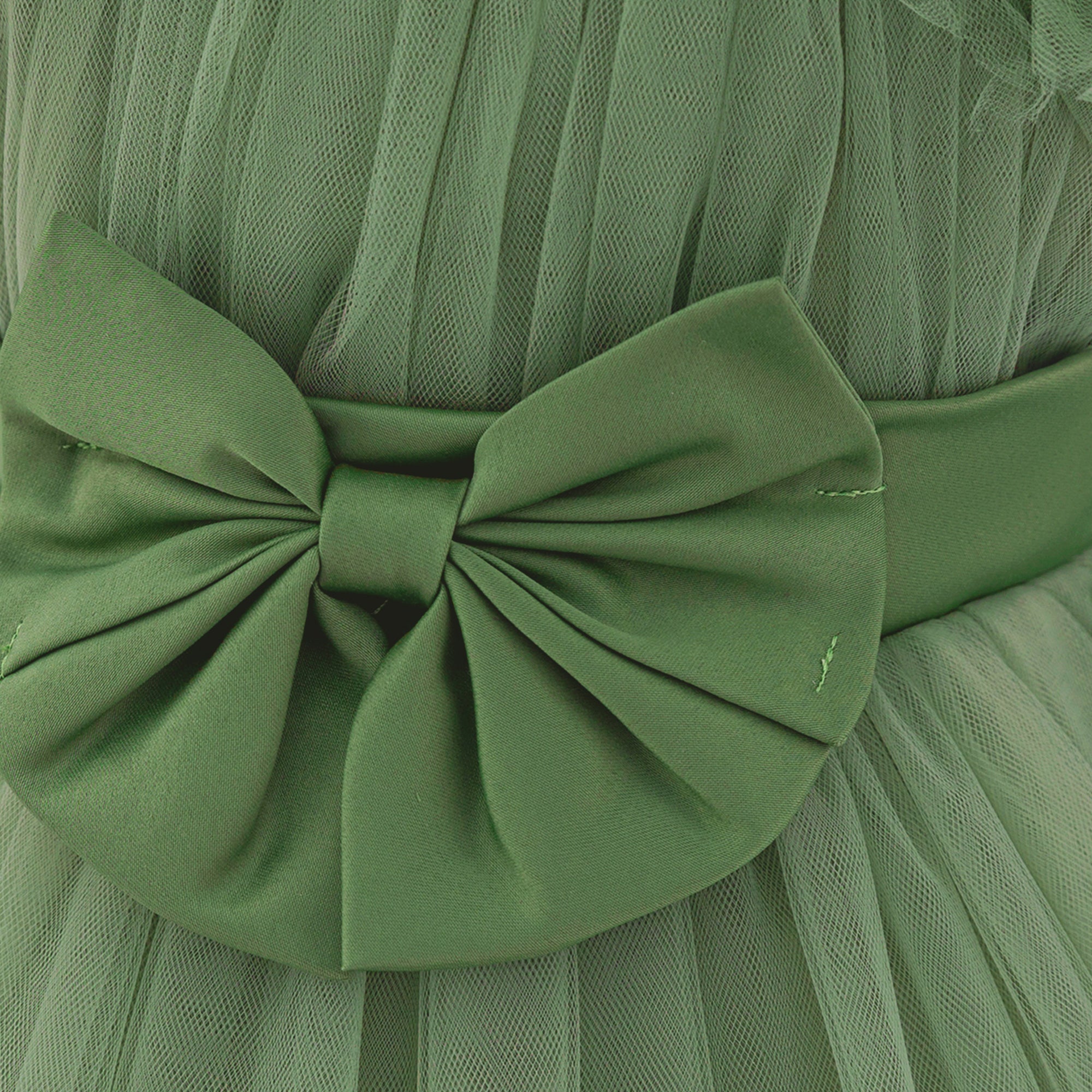 Girls Solid Bow Sleeveless A-Line Midi Dress