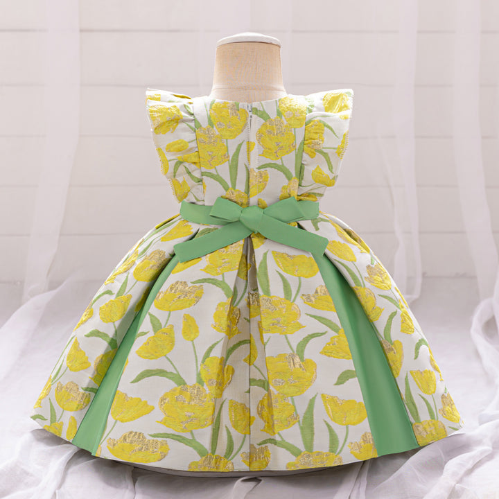 Girls Floral Printed Fit and Flare Dress