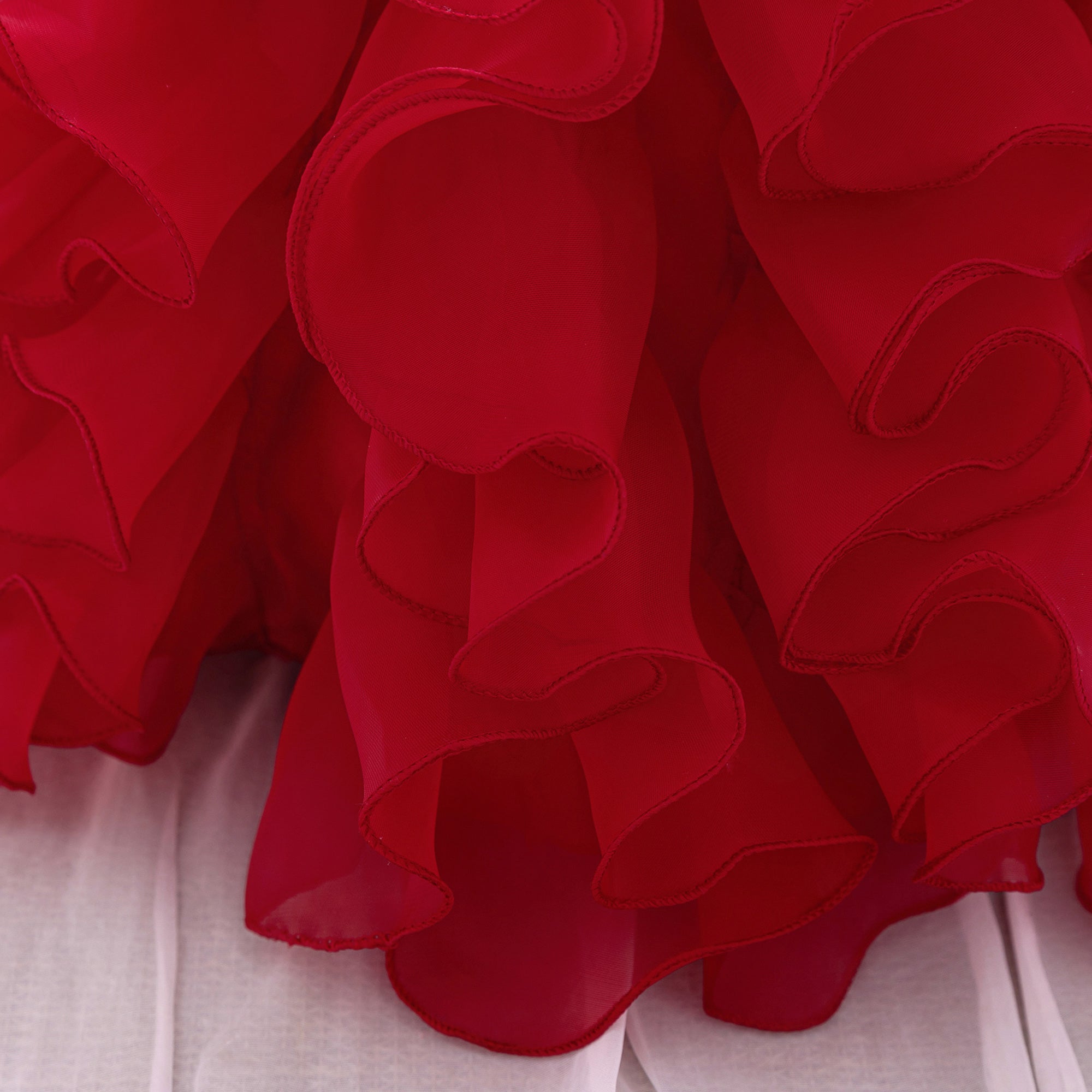 Girl Abstract Colourblocked Puff Sleeve A-Line Midi Dress