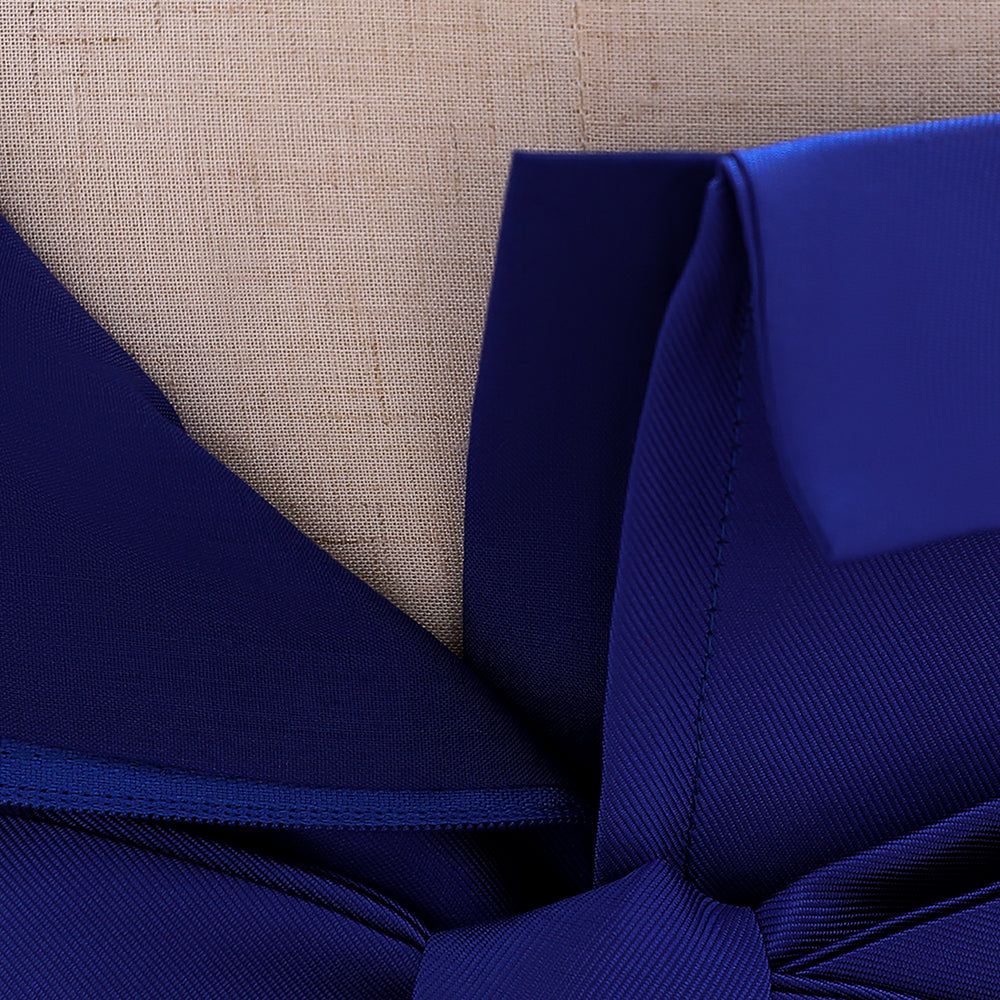 Girls Navy Blue Embellished Shoulder Straps Bow Detail Balloon Dress