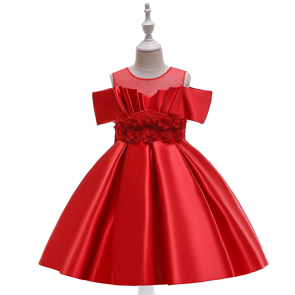 Girls Red  Applique Fit & Flare Maxi Dress
