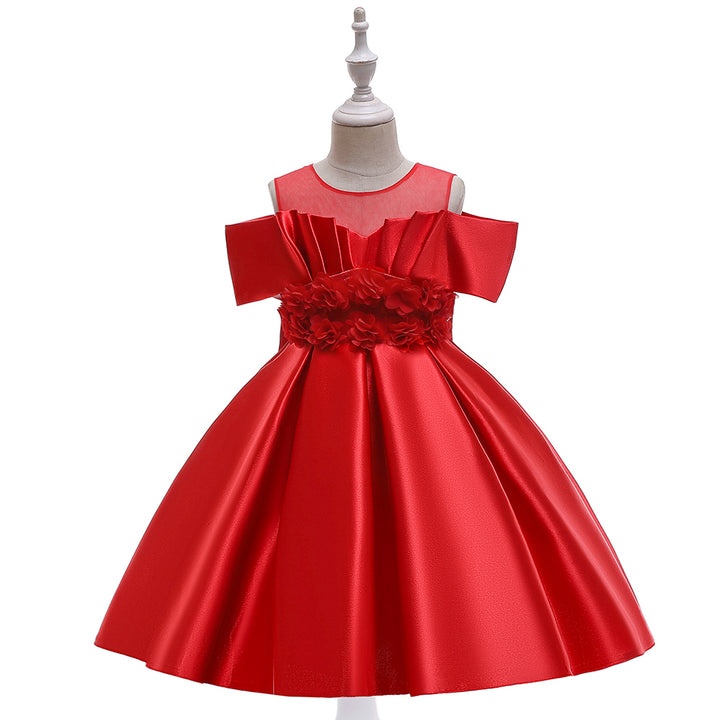 Girls Red  Applique Fit & Flare Maxi Dress
