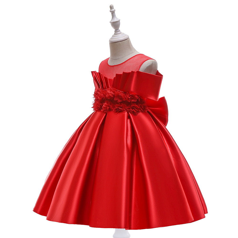 Girls Red  Applique Fit & Flare Maxi Dress