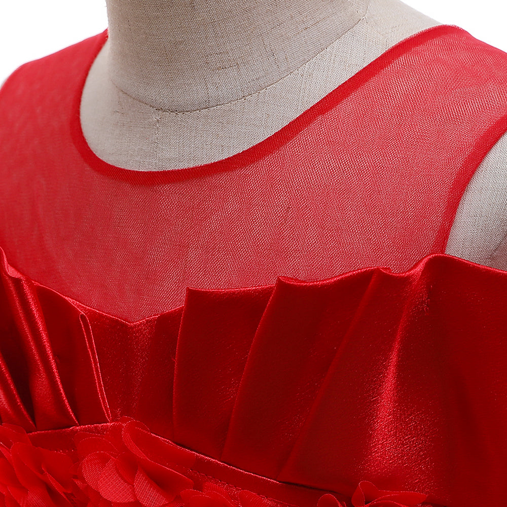 Girls Red  Applique Fit & Flare Maxi Dress