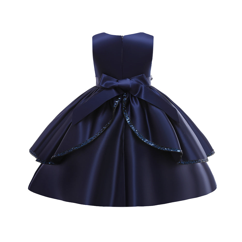 Navy Blue Embellished Flared Fit & Flare Maxi Dress