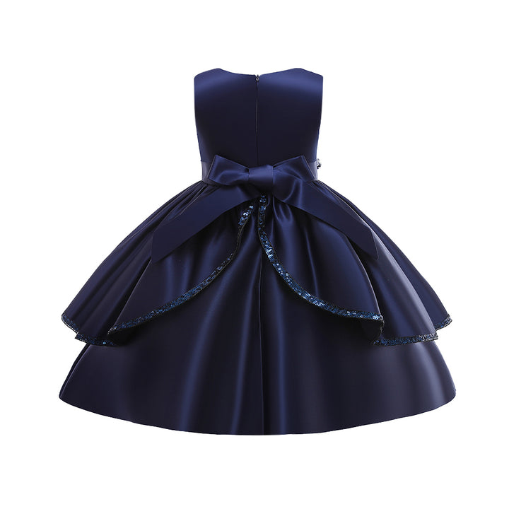 Navy Blue Embellished Flared Fit & Flare Maxi Dress