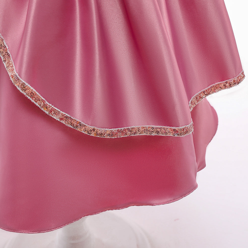 Girls Floral Embroidered Fit & Flare Maxi Party Dress With Applique