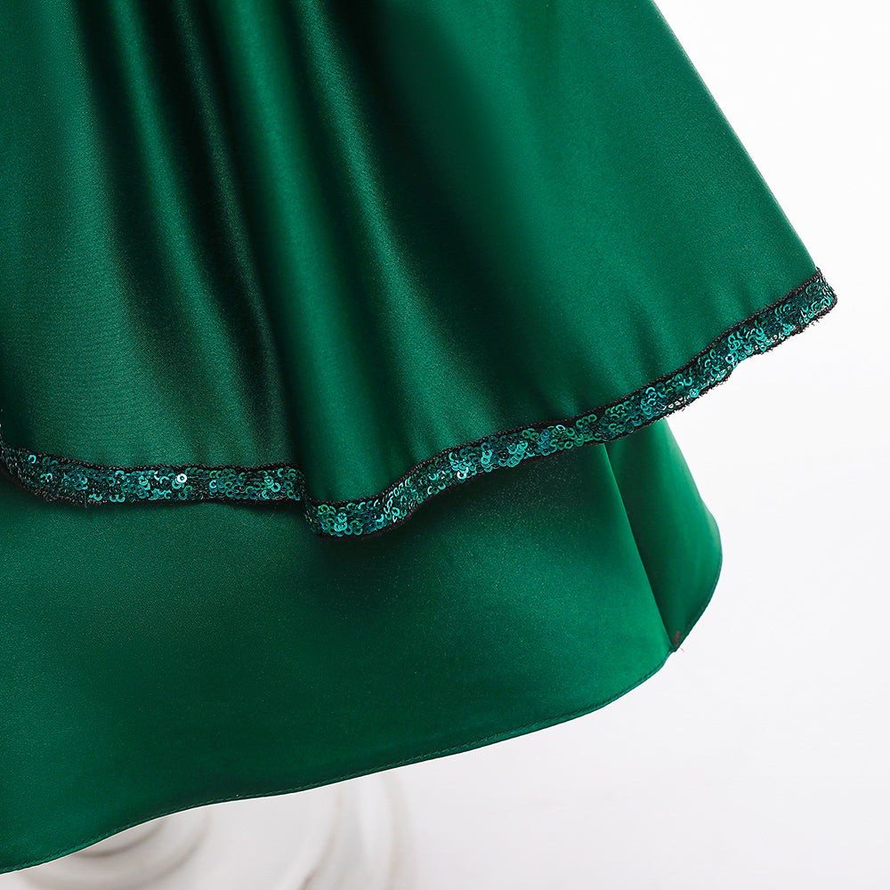 Girls Green Embellished Cotton Balloon Dress